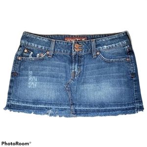 HINT Mini Skirt Distressed Fringe size 5 Jean Skirt